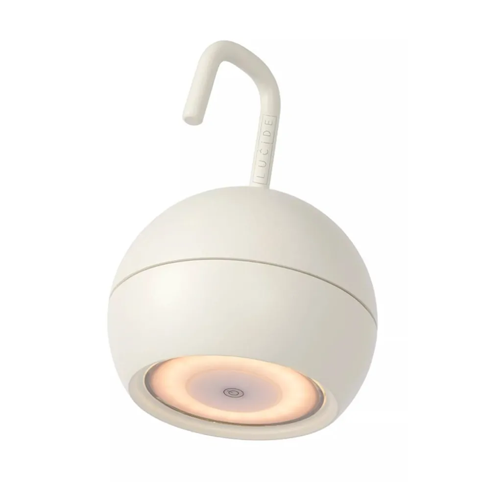 Kleine ronde buitenlamp met USB wit