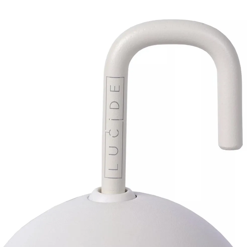 Kleine ronde buitenlamp met USB wit