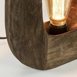 Kleine tafellamp Kelafo hout chocolade bruin