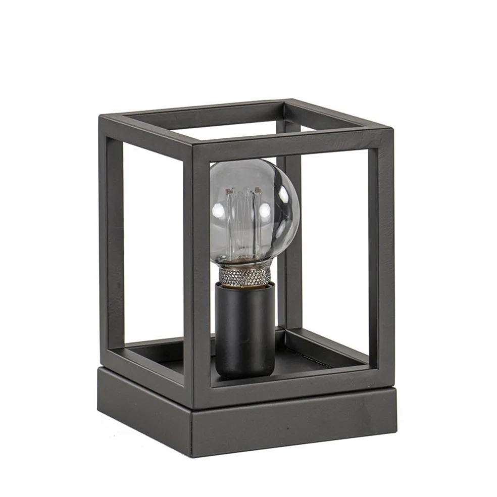 Kleine tafellamp vierkant frame zwart