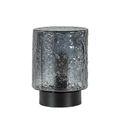 Kleine tafellamp zwart met smoke glazen kap