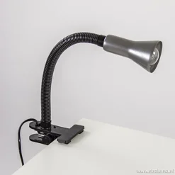 Klemplamp bureau/tafel zwart zilvergrijs