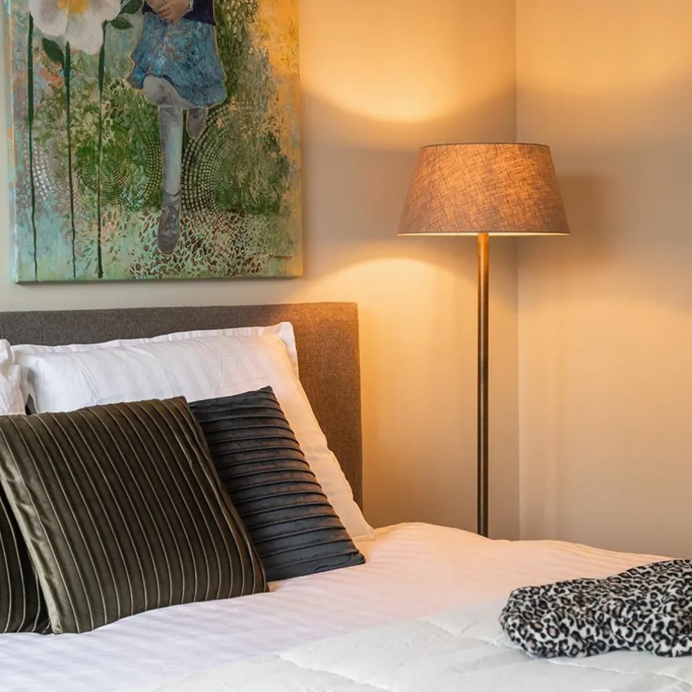 Lampenkap vlas linnen donker warm omgeslagen