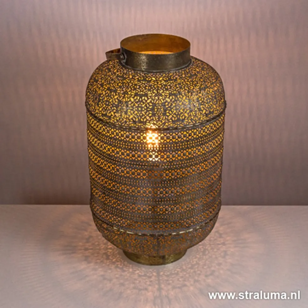 L&L tafellamp UDUPI bruin-goud Oosters