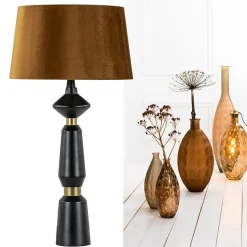 Lampvoet Ilvar mat zwart + antiek brons