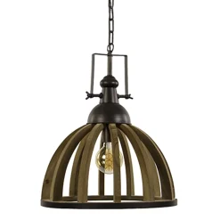 Landelijk hanglamp Djem hout/zink