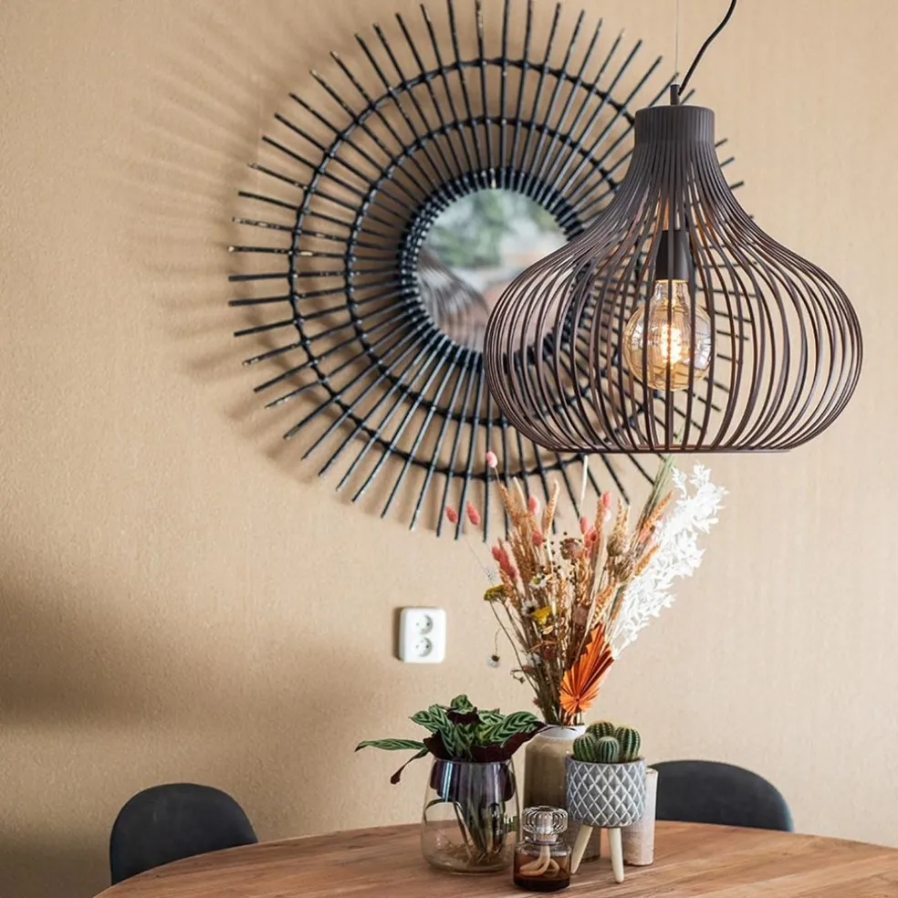 Landelijke draadlamp-hanglamp bruin 48cm