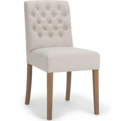 Landelijke eetkamerstoel stof met eiken pootjes