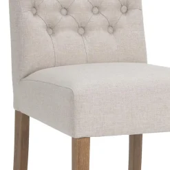 Landelijke eetkamerstoel stof met eiken pootjes