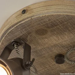 Landelijke 3-lichts plafondspot Seed metaal met hout