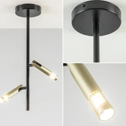 Landelijke plafondlamp zwart met goud G9