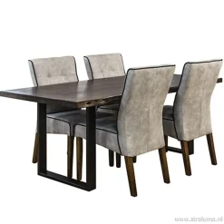 Landelijke stoel grijs met zwarte bies