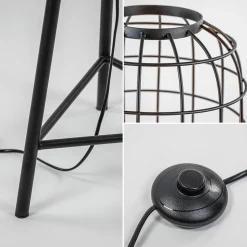 Landelijke vloerlamp Toah mat zwart met brons