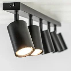 Langwerpige GU10 5-lichts opbouwspot mat zwart