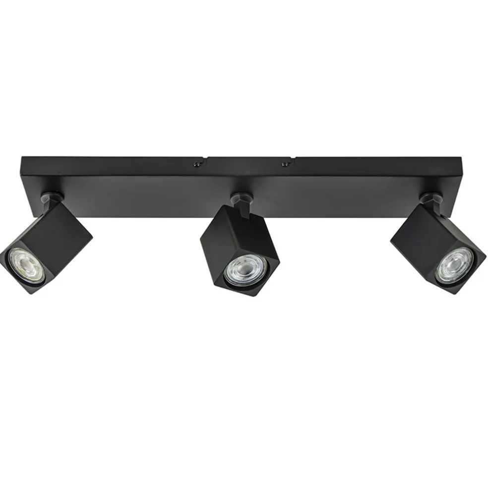 Langwerpige opbouwspot 3-lichts balk zwart