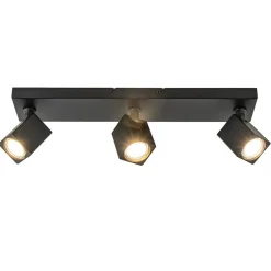 Langwerpige opbouwspot 3-lichts balk zwart