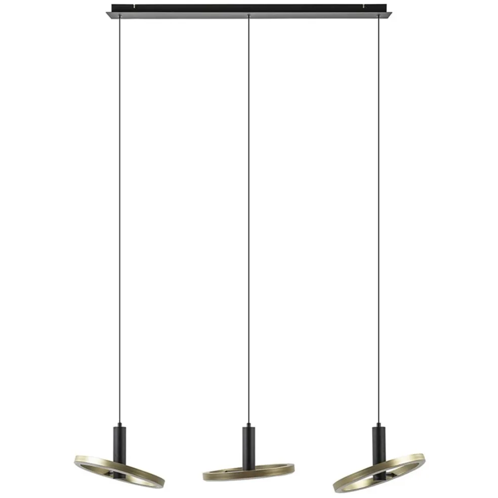 LED eettafelhanglamp 3-lichts balk zwart/goud dimbaar