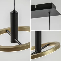 LED eettafelhanglamp 3-lichts balk zwart/goud dimbaar