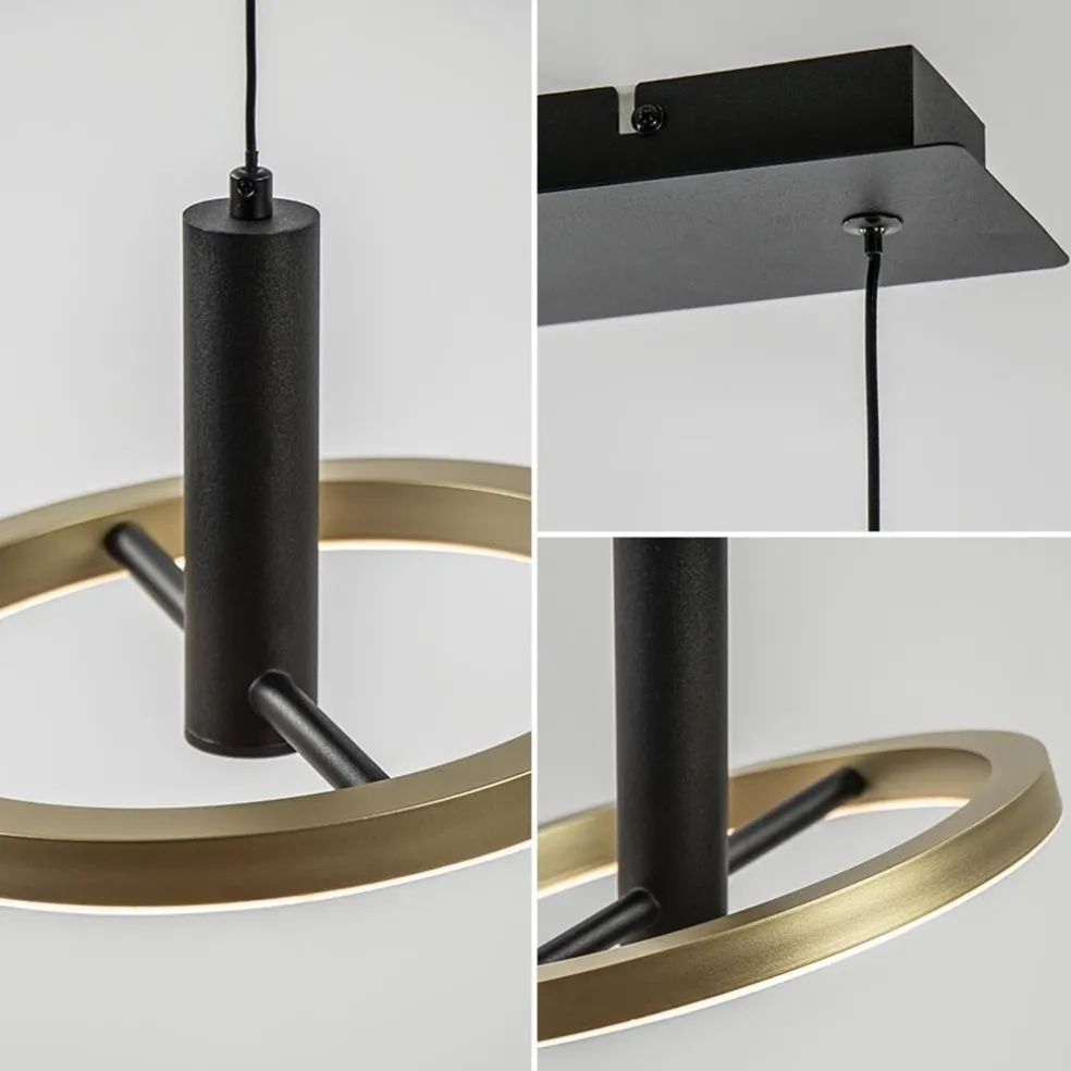 LED eettafelhanglamp 3-lichts balk zwart/goud dimbaar