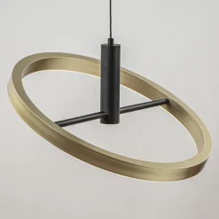 LED hanglamp Circle zwart/goud 3-standen dimbaar