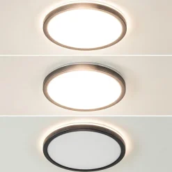 LED plafondlamp met 3 licht opties zwart rond