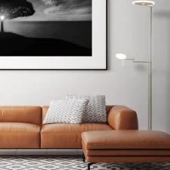 LED vloerlamp staal met uplighter en helder glas