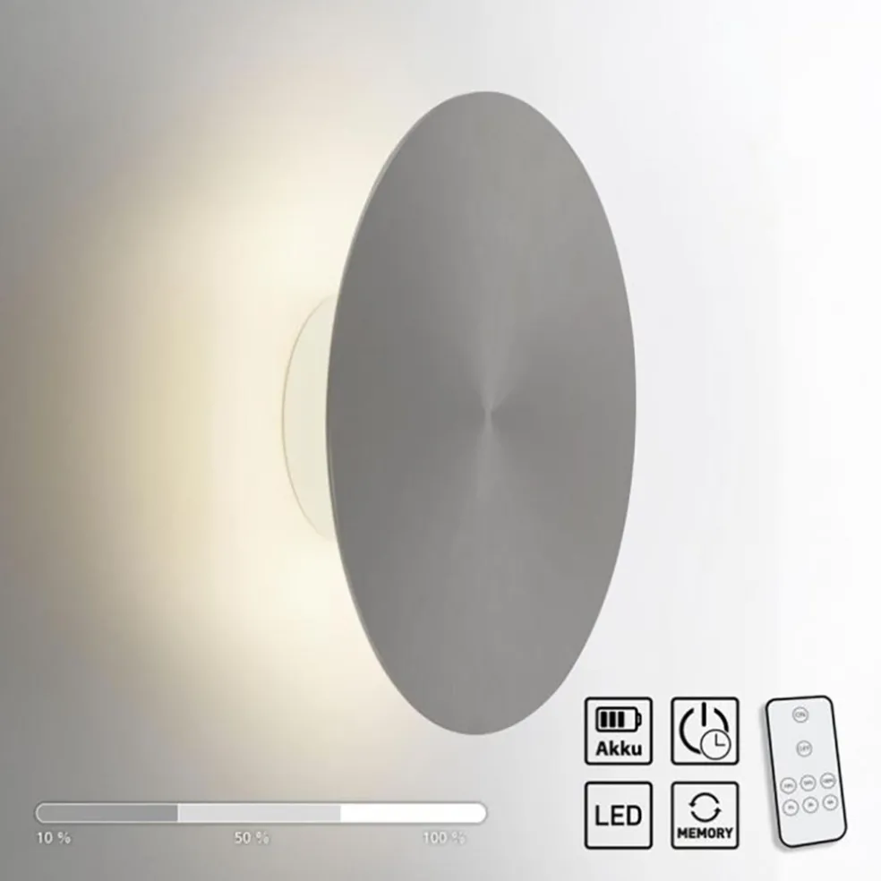 LED wandlamp op accu grijs dmbaar