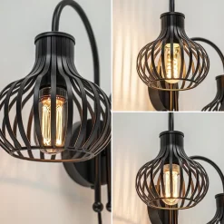 2-Lichts draad wandlamp mat zwart