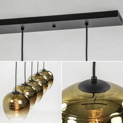 5-Lichts eettafelhanglamp gold gradient glas