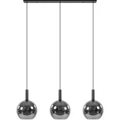 3-Lichts eettafelhanglamp mat zwart met smoke glas 30 cm