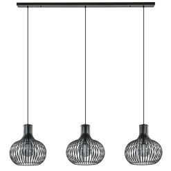 3-Lichts eettafelhanglamp onion mat zwart
