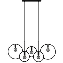5-Lichts eettafelhanglamp ringen mat zwart