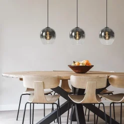 3-Lichts eettafelhanglamp smoke/helder glas