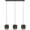3-Lichts eettafelhanglamp webbing met zwart
