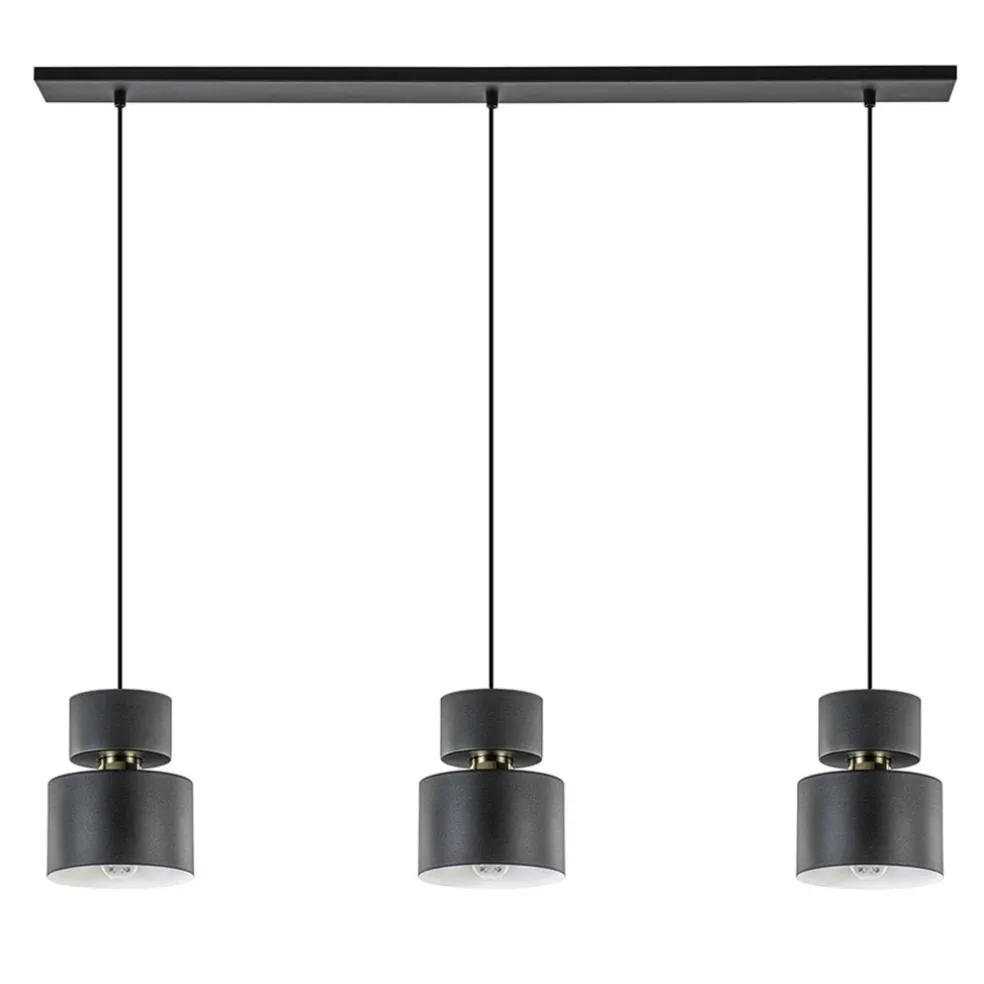 3-Lichts eettafelhanglamp zwart met goud accent