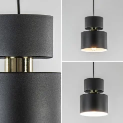 3-Lichts eettafelhanglamp zwart met goud accent