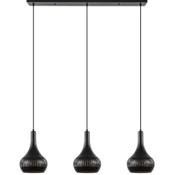 3-Lichts hanglamp kegels mat zwart met goud