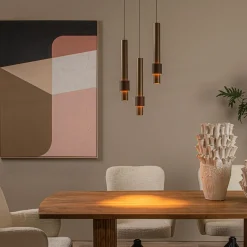 3-Lichts hanglamp LED cilinders bruin rond