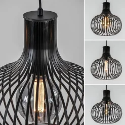 2-Lichts hanglamp met mat zwarte draad kappen