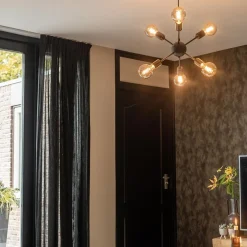 6-Lichts hanglamp zwart exclusief lichtbron