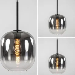 1-Lichts hanglamp zwart met smoke/helder glas