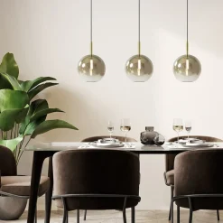 3-Lichts LED eettafelhanglamp met gold fading glas