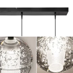 5-Lichts LED eettafelhanglamp helder glazen bollen