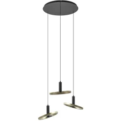 3-Lichts LED hanglamp ringen rond zwart/goud dimbaar