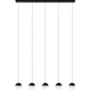 5-Lichts LED hanglamp zwart met diamant zand 3-standen dimbaar