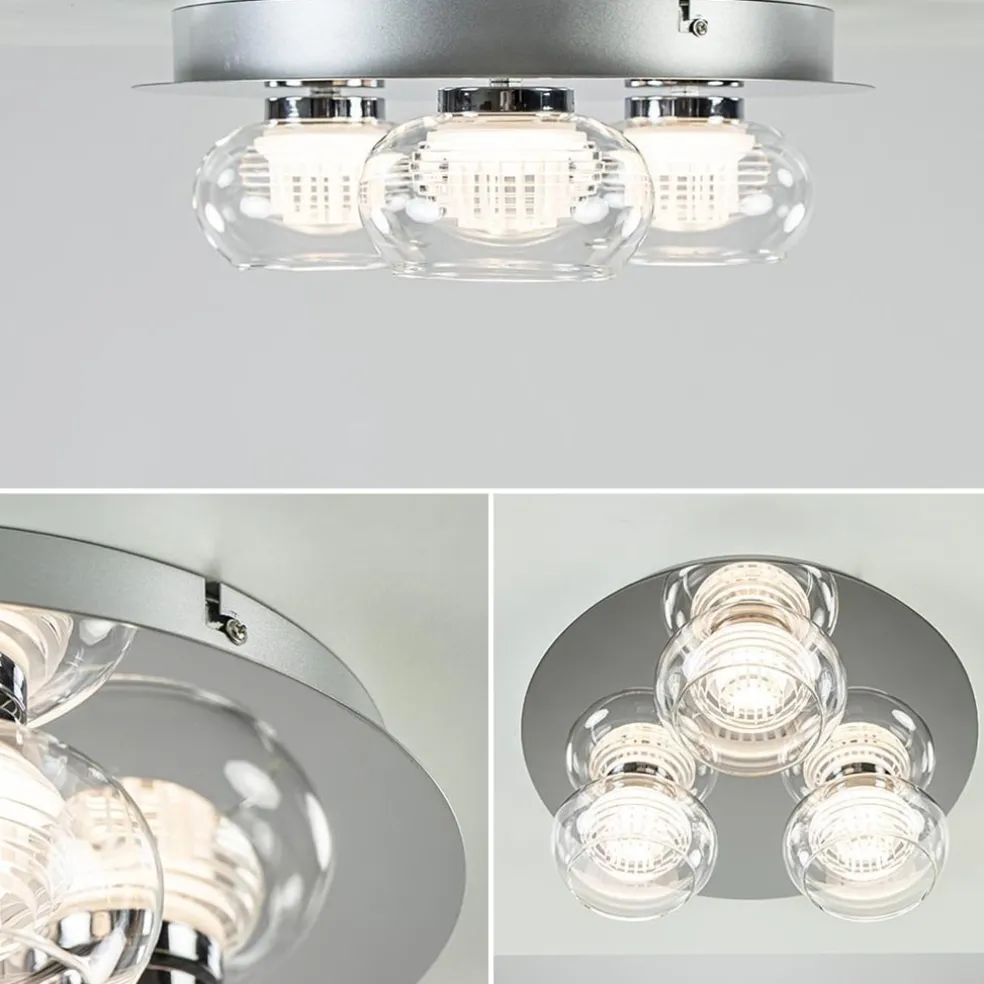 3-Lichts LED plafondlamp chroom met helder glas