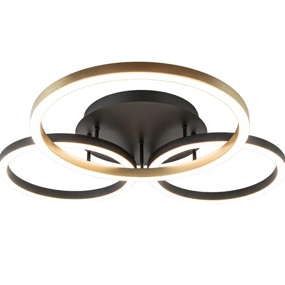 3-Lichts LED plafondlamp zwart/goud 3-standen dimbaar