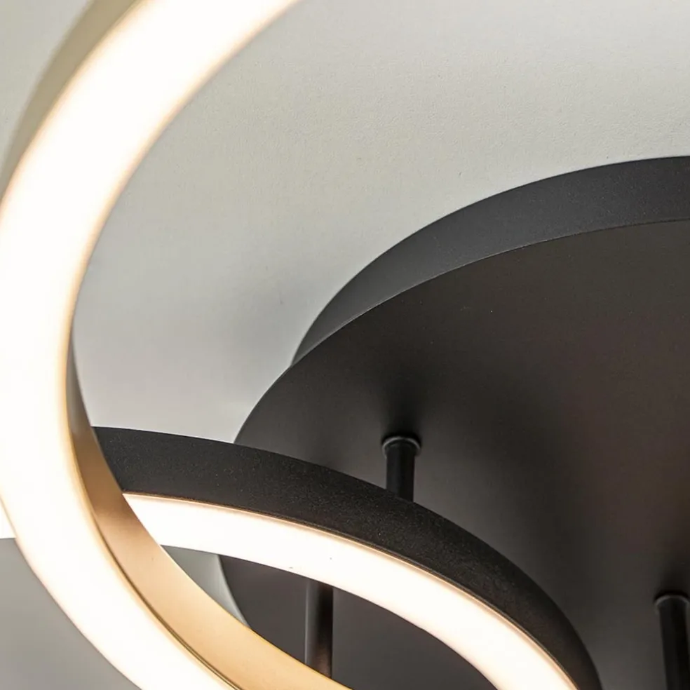 3-Lichts LED plafondlamp zwart/goud 3-standen dimbaar