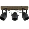 3-Lichts opbouwspot mat zwart met hout