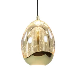8-Lichts ovale hanglamp eggs zwart/goud